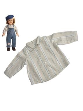 American Girl Kits Hobo Shirt Long Sleeve Striped Overalls Outfit Doll Accessory